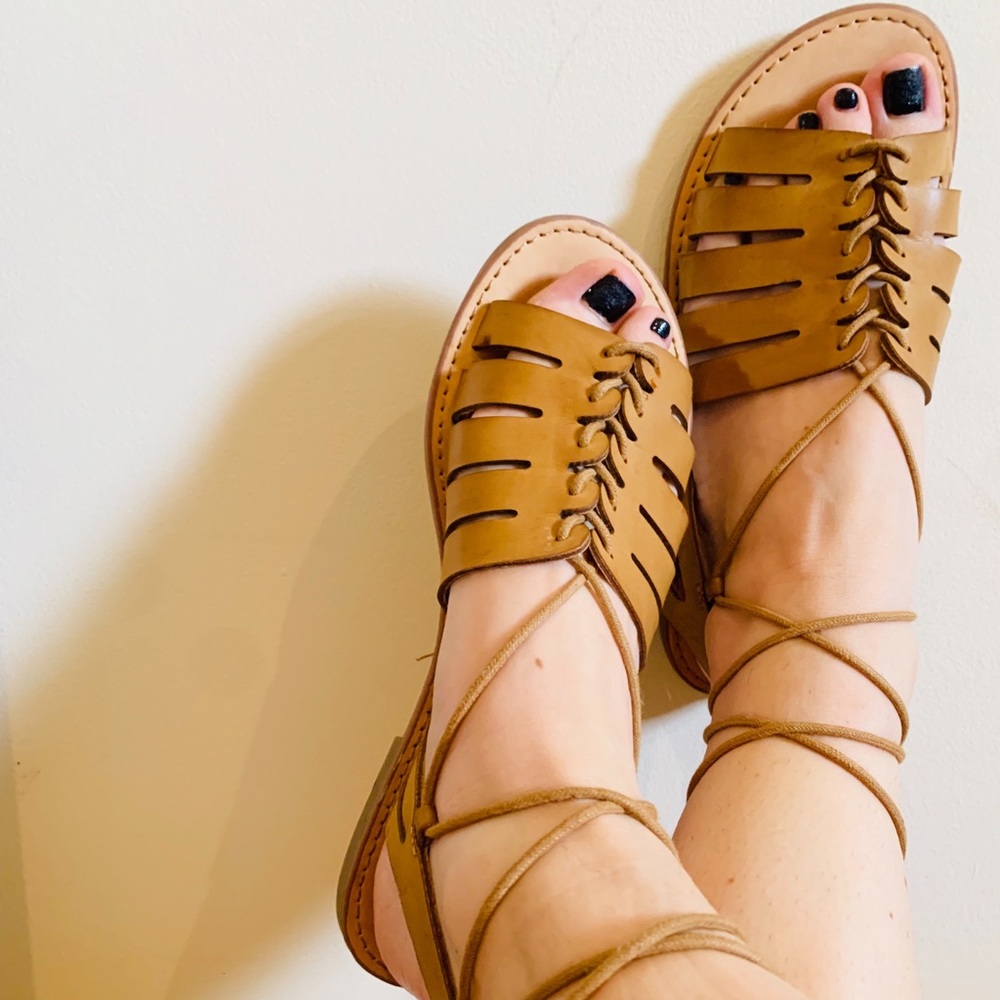 Lace up mustard sandals